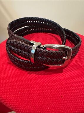Classic Braided Leather Men’s Belt in Dark Brown
